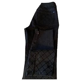 Pantalones de denim negro Chanel con forro de terciopelo