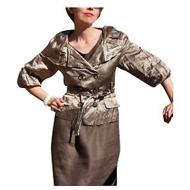 Giacca sartoriale con cintura Safari in raso vintage BCBG Max Azria