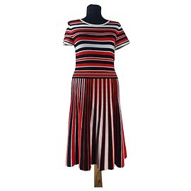 Abito Rigato Karen Millen Nero Rosso Bianco Viscosa