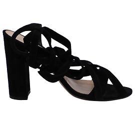 Gianvito Rossi Sandali con Tacco Netley Mews in Pelle Scamosciata Nera