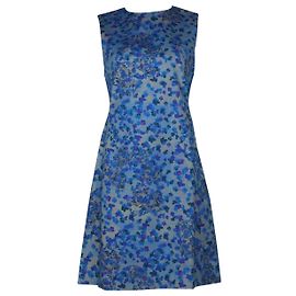 Vestido evasé con estampado floral de Erdem en algodón azul