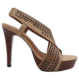 Sandalias Diane Von Furstenberg Zoe High Platform en cuero marrón