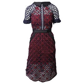 Self portrait Vestido a media pierna Self-Portrait Floral Grid en poliéster multicolor