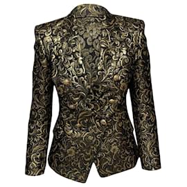 Blazer Balmain in broccato metallizzato in acetato dorato