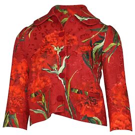Jaqueta de brocado metalizado floral Dolce & Gabbana em algodão vermelho