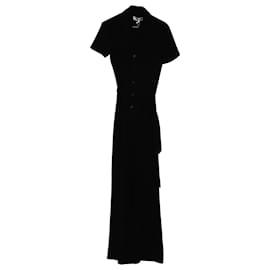 Mono largo de poliéster negro con margaritas de Diane von Furstenberg