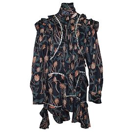 Isabel Marant Mini Robe Ullo à Volants en Coton Bleu