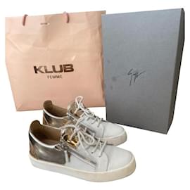 Giuseppe Zanotti Sneaker Leder Weiß Gold Elfenbein