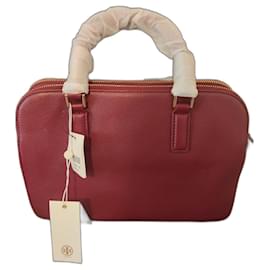 Tory Burch Thea Piccola Borsa Satchel Arrotondata in Pelle Rossa