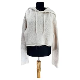 All Saints Hoodie Sweatshirt Weiß Wolle und Alpaka M