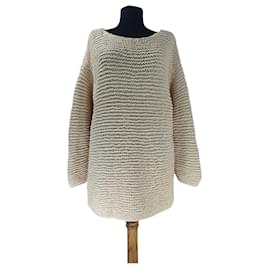 Marc Cain Langer Baumwollpullover Weiß