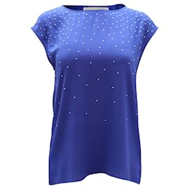 Blusa sin mangas adornada en poliéster azul de Michael Kors