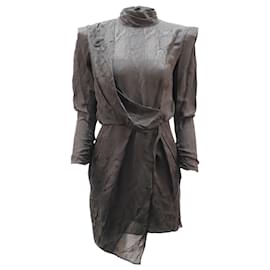 Autre Marque Minivestido drapeado de satén jacquard en acetato negro Montana de Dundas