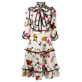 Abito Gucci in cotone rosa bianco arancione