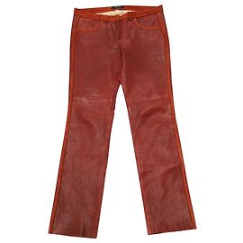 Isabel Marant Slim Fit Pants in Red Lambskin Leather