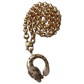 Autre Marque Collana in oro giallo 18k con pendente in zirconi
