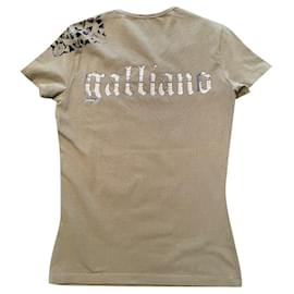 John Galliano T-Shirt Khaki Baumwolle Elasthan