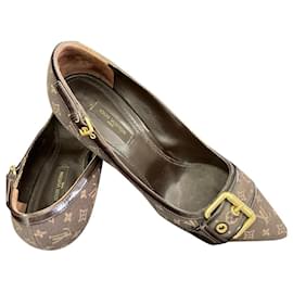 Décolleté Louis Vuitton Marrone Scuro Poliestere 38