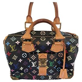 Louis Vuitton Takashi Murakami Monogram Speedy 30 Bag Black Fur