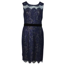 Autre Marque Vestido midi de encaje con lentejuelas de Marchesa Notte en poliéster azul