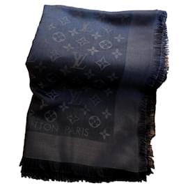 Louis Vuitton Schal Anthrazit aus Seide und Wolle 140x140 cm