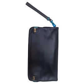 Lancel Clutch aus dunkelbraunem Kalbsleder