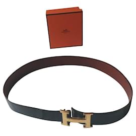 Hermès Vintage Gürtel Leder schwarz 75 cm