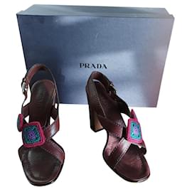 Décolleté Prada marroni pelle tacco 10 cm