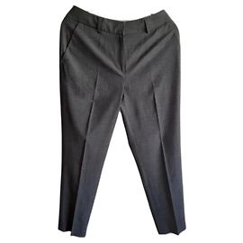 Autre Marque Calça chino cinza escuro poliéster viscose elastano