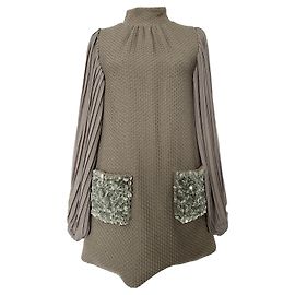 Vestido Manoush de lana gris con mangas abullonadas