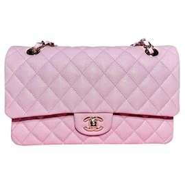 21S NC022 Chanel Classic foderato con patta in pelle caviale rosa lilla