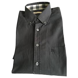 Burberry Kurzarmhemd Schwarz Baumwolle M