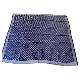 Sciarpa Louis Vuitton Monogram Shine Blu Argento
