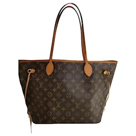 Louis Vuitton Neverfull in pelle di struzzo marrone
