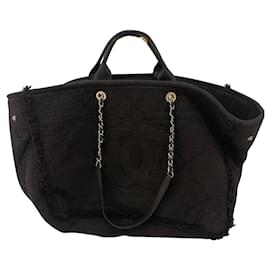 Chanel Deauville Cotton Tote Bag Black