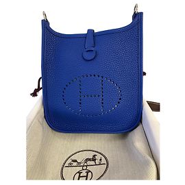 Clutch Hermès Evelyne 16 in pelle blu