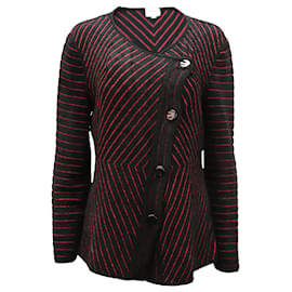 Armani Collezioni Chevron Cardigan aus Wolle mit rotem Aufdruck