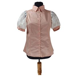 Camisa Anne Fontaine Rosa de Algodón y Viscosa