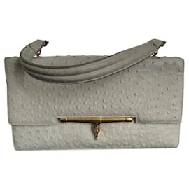 Bolso de mano Hermès Palonnier en piel de avestruz Eggshell