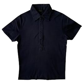 Polo in jersey di cotone blu navy Prada