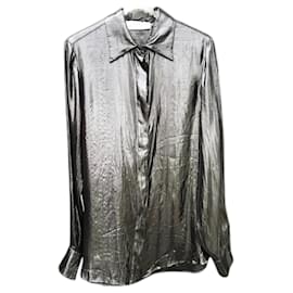 Blusa Blumarine de seda negra metalizada