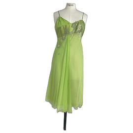 Autre Marque Vestido de cocktail de seda Frédéric Alzra com renda e cristais