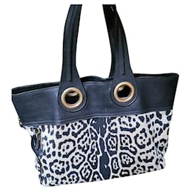 YVES SAINT LAURENT PALMA borsa shopper nera in tela e pelle - Autre Marque