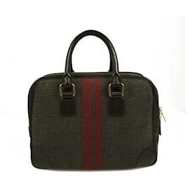 Céline CELINE borsa a mano con manico superiore per fotocamera da dottore in pelle nera grigio rosso tessuto tweed