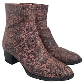 Stivaletti Dries Van Noten in pelle stampa animalier rosa e marrone