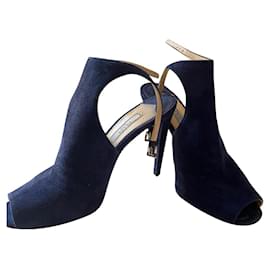 Sandali Prada in pelle di cervo blu 37.5