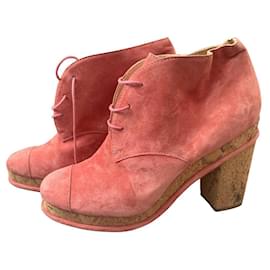 Stivaletti Chanel Suede Rosa Salmone CC