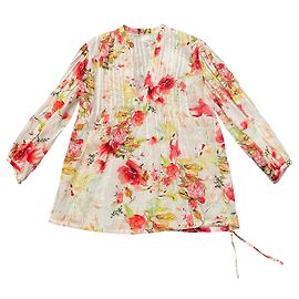 Blusa cruzada 120% LINO de lino con estampado floral
