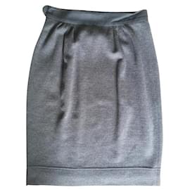 Falda Moschino Couture de lana gris con lazo negro