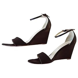 Sandali Prada in Satin Marrone Scuro Tacco 9cm